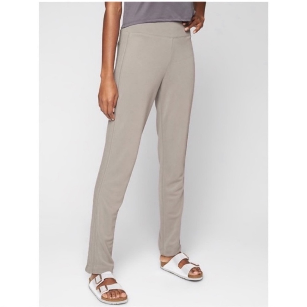 Athleta Serenity Soft Lounge Pants Taupe Gray Modal Straight Leg Size M